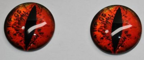 1 Paar Augen Glaslinsen Katze/Drache zum Aufkleben 20 mm schwarz rot