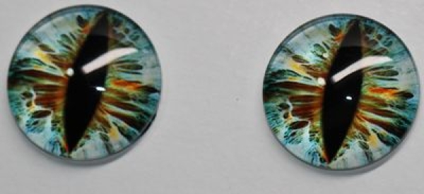 1 Paar Augen Glaslinsen Katze/Drache zum Aufkleben 20 mm blau pastell