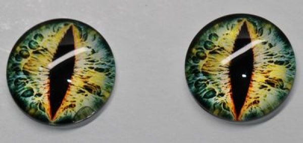 1 Paar Augen Glaslinsen Katze/Drache zum Aufkleben 20 mm gelb pastell