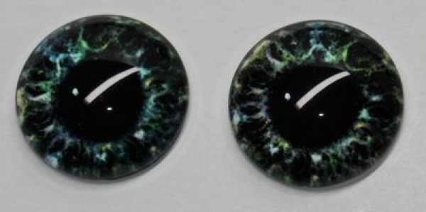1 Paar Augen Glaslinsen zum Aufkleben 18 mm dunkelgrün