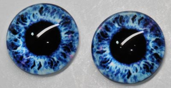 1 Paar Augen Glaslinsen zum Aufkleben 18 mm blau