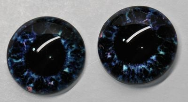 1 Paar Augen Glaslinsen zum Aufkleben 18 mm dunkelblau