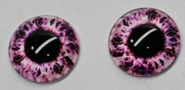 1 Paar Augen Glaslinsen zum Aufkleben 18 mm rosa