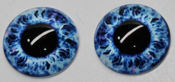 1 Paar Augen Glaslinsen zum Aufkleben 25 mm blau