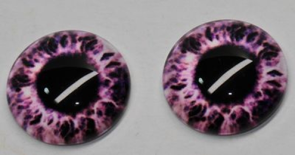1 Paar Augen Glaslinsen zum Aufkleben 16 mm rosa