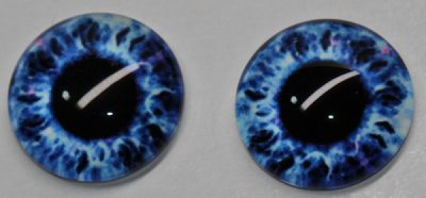 1 Paar Augen Glaslinsen zum Aufkleben 16 mm blau