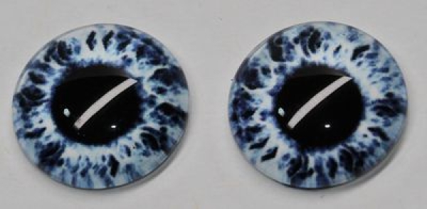1 Paar Augen Glaslinsen zum Aufkleben 16 mm hellblau