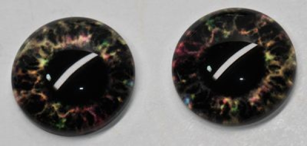 1 Paar Augen Glaslinsen zum Aufkleben 16 mm rötlich dunkel
