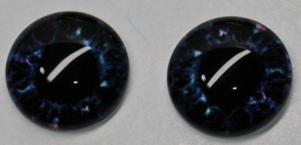 1 Paar Augen Glaslinsen zum Aufkleben 16 mm dunkelblau