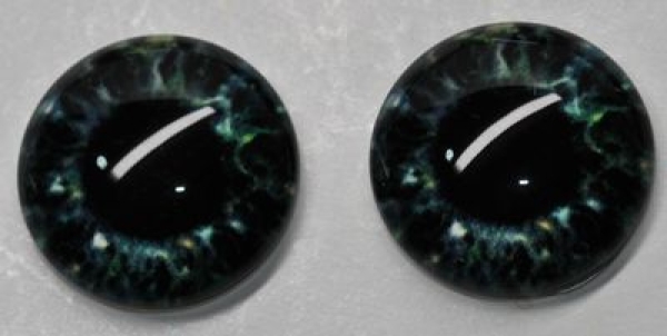 1 Paar Augen Glaslinsen zum Aufkleben 16 mm dunkelgrün