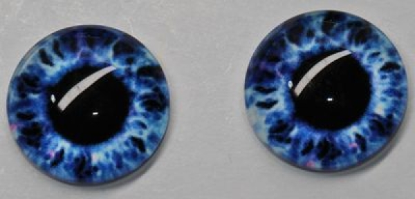 1 Paar Augen Glaslinsen zum Aufkleben 14 mm blau