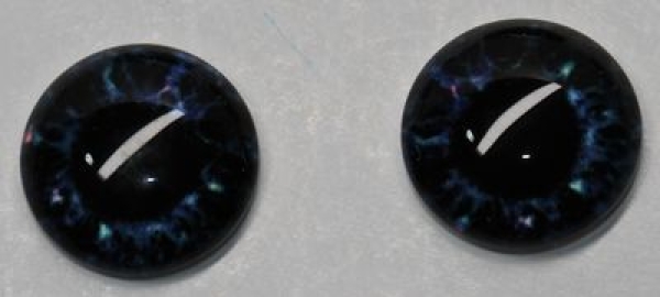 1 Paar Augen Glaslinsen zum Aufkleben 14 mm dunkelblau