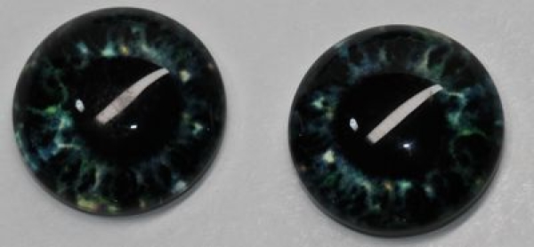 1 Paar Augen Glaslinsen zum Aufkleben 14 mm dunkelgrün