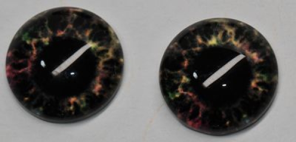1 Paar Augen Glaslinsen zum Aufkleben 14 mm rötlich dunkel