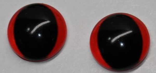 1 Paar Augen Glaslinsen Frosch zum Aufkleben 12 mm rot