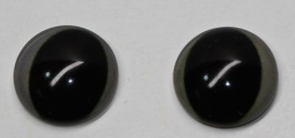 1 Paar Augen Glaslinsen Frosch zum Aufkleben 12 mm grau