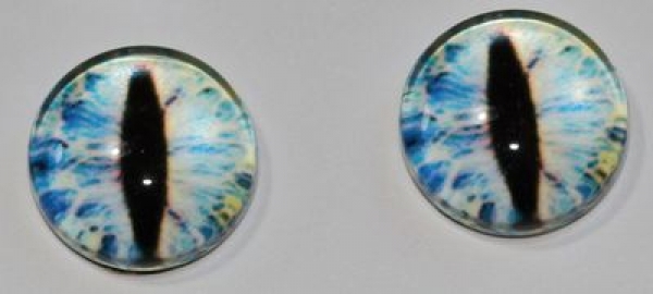 1 Paar Augen Glaslinsen Drache zum Aufkleben 10 mm hellblau bunt