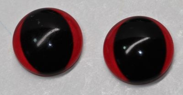1 Paar Augen Glaslinsen Frosch zum Aufkleben 12 mm dunkelrot