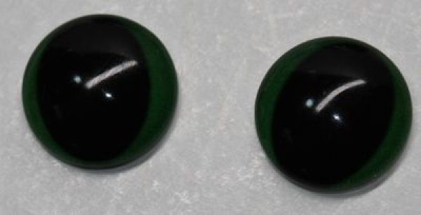 1 Paar Augen Glaslinsen Frosch zum Aufkleben 12 mm dunkelgrün