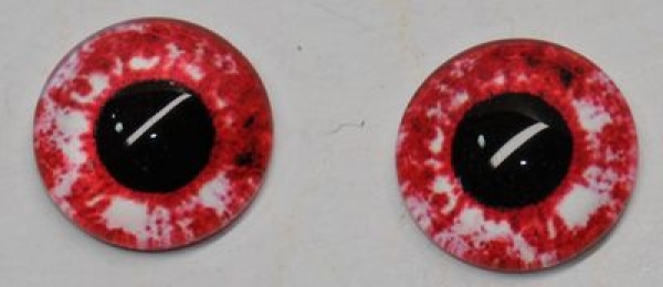 1 Paar Augen Glaslinsen zum Aufkleben 10 mm rot weiß