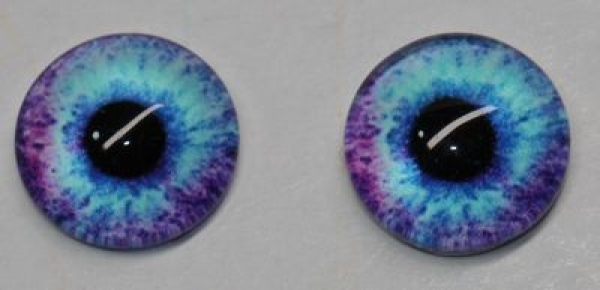 1 Paar Augen Glaslinsen zum Aufkleben 10 mm türkisblau violett