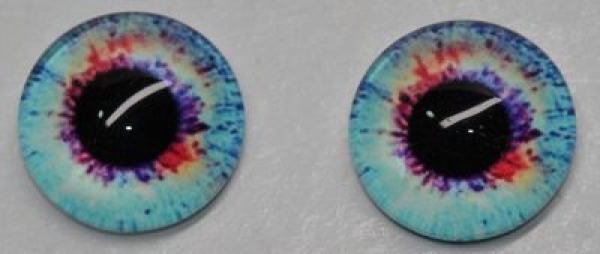 1 Paar Augen Glaslinsen zum Aufkleben 10 mm türkis rot