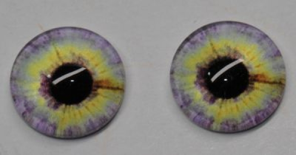 1 Paar Augen Glaslinsen zum Aufkleben 10 mm flieder gelb