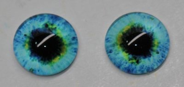 1 Paar Augen Glaslinsen zum Aufkleben 10 mm türkisblau