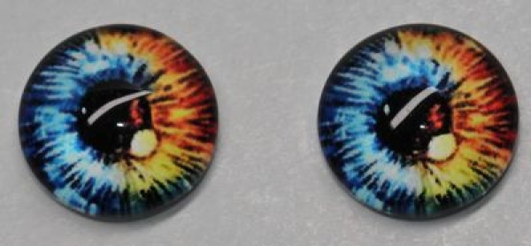 1 Paar Augen Glaslinsen zum Aufkleben 10 mm blau rot gelb