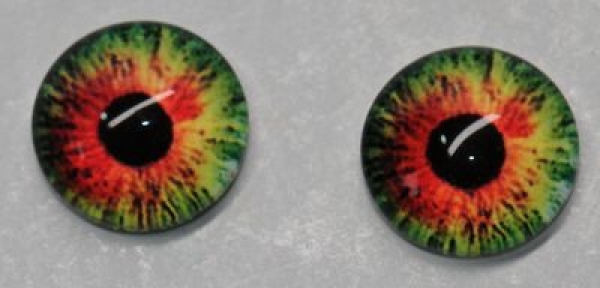 1 Paar Augen Glaslinsen zum Aufkleben 10 mm rot gelb grün