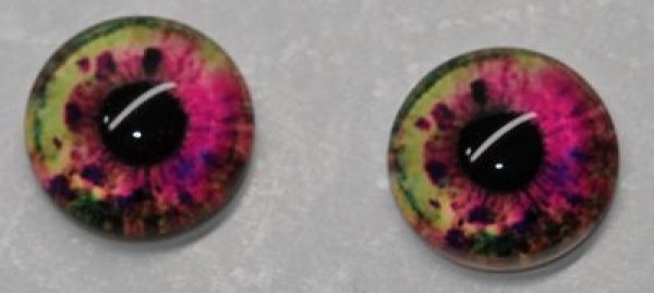 1 Paar Augen Glaslinsen zum Aufkleben 10 mm pink gelb