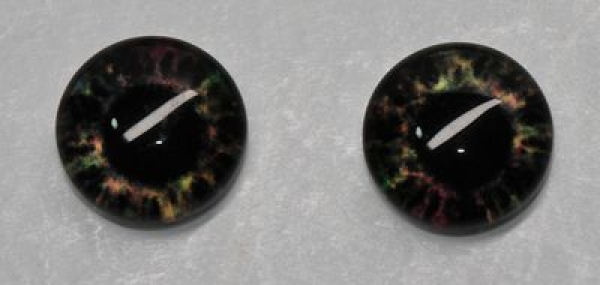 1 Paar Augen Glaslinsen zum Aufkleben 8 mm rötlich dunkel