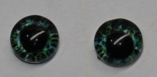 1 Paar Augen Glaslinsen zum Aufkleben 6 mm dunkelgrün