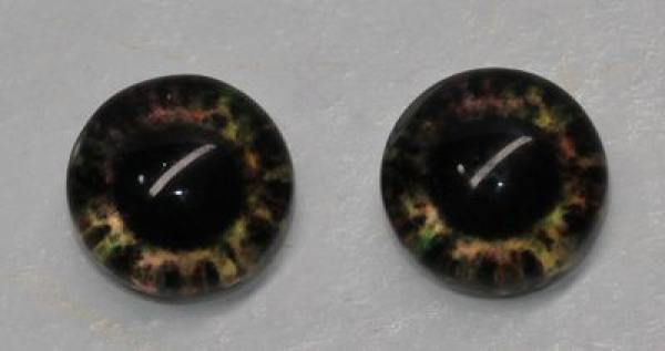 1 Paar Augen Glaslinsen zum Aufkleben 6 mm rötlich dunkel