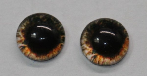 1 Paar Augen Glaslinsen zum Aufkleben 8 mm beige orange schwarz