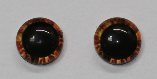 1 Paar Augen Glaslinsen zum Aufkleben 8 mm orange schwarz