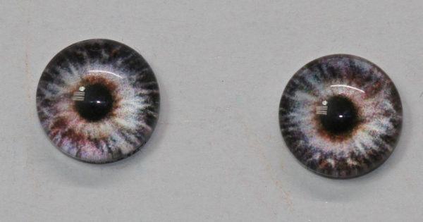 1 Paar Augen Glaslinsen zum Aufkleben 8 mm grau weiß