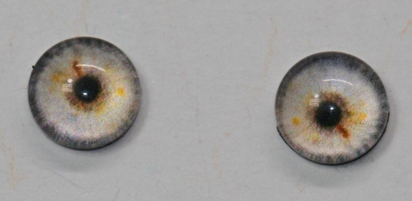 1 Paar Augen Glaslinsen zum Aufkleben 8 mm weiß grau