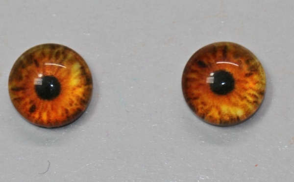 1 Paar Augen Glaslinsen zum Aufkleben 8 mm orange gelb