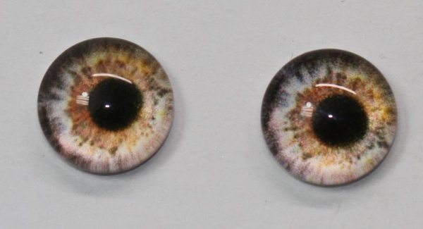 1 Paar Augen Glaslinsen zum Aufkleben 8 mm weiß beige