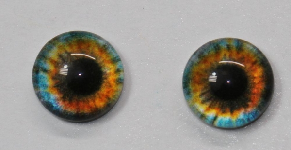 1 Paar Augen Glaslinsen zum Aufkleben 8 mm blau orange