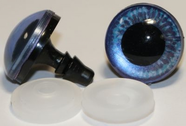 1 Paar Sicherheitsaugen 18 mm blaugrau irisierend schimmernd