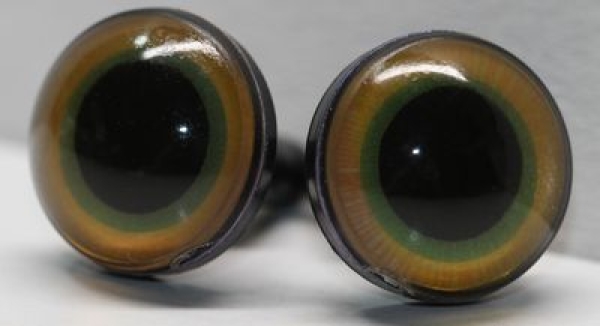 1 Paar Sicherheitsaugen 14 mm mittelgroße runde Pupillen beigeblau schimmernd verschiedenfarbige Iris