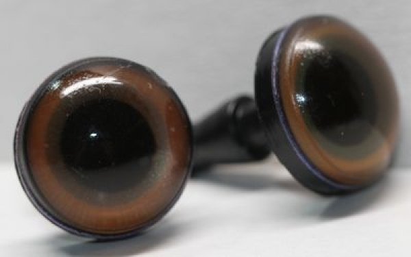 1 Paar Sicherheitsaugen 14 mm mittelgroße runde Pupillen braungrau schimmernd verschiedenfarbige Iris