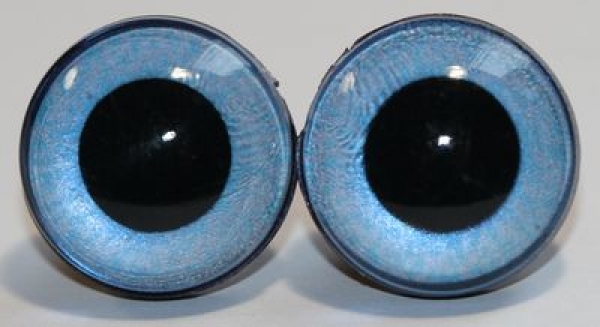 1 Paar Sicherheitsaugen 18 mm mittelgroße runde Pupillen zartblau schimmernd verschiedenfarbige Iris