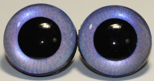 1 Paar Sicherheitsaugen 30 mm mittelgroße runde Pupillen flieder schimmernd verschiedenfarbige Iris