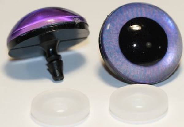 1 Paar Sicherheitsaugen 30 mm mittelgroße runde Pupillen flieder schimmernd verschiedenfarbige Iris