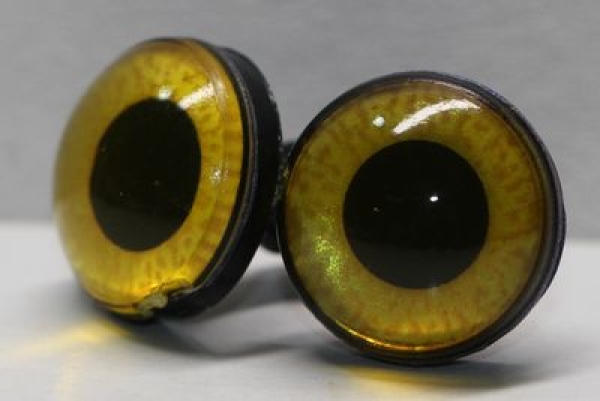 1 Paar Sicherheitsaugen 14 mm mittelgroße runde Pupillen goldgelb schimmernd verschiedenfarbige Iris