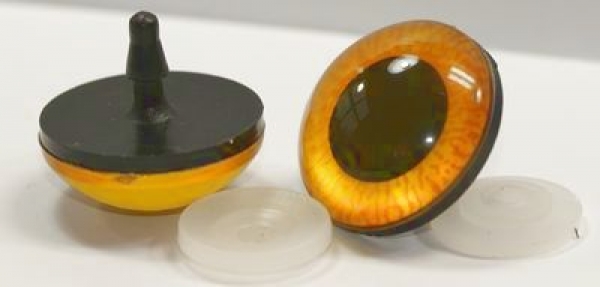 1 Paar Sicherheitsaugen 30 mm mittelgroße runde Pupillen goldgelb schimmernd verschiedenfarbige Iris