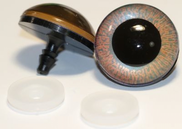 1 Paar Sicherheitsaugen 30 mm mittelgroße runde Pupillen aubergine schimmernd verschiedenfarbige Iris